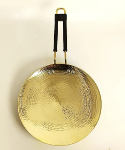 26 cm Pure Brass Hammered Roti Tawa Teflon Free Non-Toxic Tawa for Roti with PVC Handle.